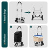 VOUNOT Folding Shopping Trolley on 6 Wheels, Aluminium Lightweight Shopping Cart, 55L, Black