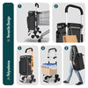 VOUNOT Folding Shopping Trolley, Aluminium Lightweight Shopping Cart 60L Black