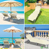 VOUNOT  Folding Sun Loungers Set of 2, Sunbed with Adjustable Backrest & Sunshade, Beige