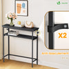 VOUNOT Narrow Console Table, 2-Tier Metal Frame Entryway Table 80x24x80cm, Black
