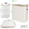VOUNOT Foldable Laundry Basket 145L with Lid Handles, Collapsible Linen Basket, Beige