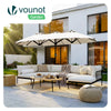 VOUNOT 3m Double Garden Parasol Table Umbrella, with Crank Handle Cover Beige