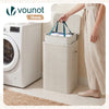 VOUNOT 90L Laundry Basket with Lid, Foldable Hamper with Removable Bag, Beige