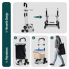 VOUNOT Folding Shopping Trolley on 6 Wheels, Aluminium Lightweight Shopping Cart with Insulated Cooling Bag, 58L, Black