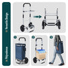 VOUNOT Folding Shopping Trolley with Cool Bag, 2 Mudguard wheels 57L Navy Blue