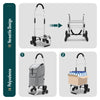 VOUNOT Folding Shopping Trolley on 6 Wheels, Aluminium Lightweight Shopping Cart, 55L Grey