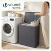 VOUNOT 170L Laundry Basket with Lid, Foldable Hamper with Removable Bag, Anthracite