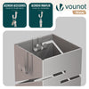 VOUNOT Metal Umbrella Stand, Freestanding Holder with Drip Tray & 4 Hooks, Diagonal Pattern, Beige