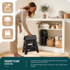 VOUNOT  Folding Step Stool, Anti-Slip Folding Stool, 37x30x32.5 cm Black