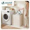 VOUNOT 150L Laundry Basket with Lid, Foldable Hamper with Removable Bag, Beige
