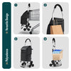 VOUNOT Folding Shopping Trolley, Aluminium Lightweight Shopping Cart 58L Black