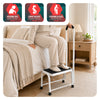 VOUNOT Folding Step Stool Metal w/ Handle, Anti-Slip Platform 38x26cm, White