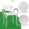 VOUNOT Adjustable Shower Stool w/Backrest & Armrests, Max Load 136 kg, White
