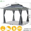 VOUNOT 3.6x3.6m Pop Up Gazebo with Mesh Side Double Roof Marquee Party Tent, Grey