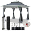 VOUNOT 3.6x3.6m Pop Up Gazebo w/Central Lock System Mesh Sides Double Roof Grey
