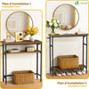 VOUNOT Narrow Console Table, 2-Tier Metal Frame Entryway Table 80x24x80cm, Brown