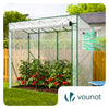 VOUNOT Garden Greenhouse w/Roll-Up Door, 135g/m² PE Cover, 200x77x170cm, White