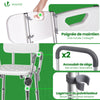VOUNOT Adjustable Shower Stool w/Backrest & Armrests, Max Load 136 kg, White
