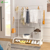VOUNOT Clothes Rack with Shoe Shelves & Hooks Metal Wardrobe 110x35x146cm, White