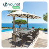 VOUNOT 3m Double Garden Parasol Table Umbrella, with Crank Handle Cover Beige