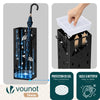 VOUNOT Metal Umbrella Stand, Freestanding Holder with Drip Tray & 4 Hooks, Black