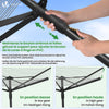 VOUNOT 45m Rotary Washing Line 4 Arm Clothes Airer with Cover and Spike, Black