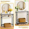 VOUNOT Narrow Console Table, 2-Tier Metal Frame Entryway Table 80x24x80cm, White