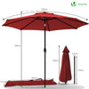 VOUNOT 2.7m Garden Parasol, Sunshade Patio Outdoor Tilting Umbrella with Crank Handle and Cover, Red