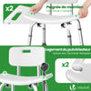VOUNOT Adjustable Shower Stool w/Backrest Bath Seat Max Load 136 kg, White