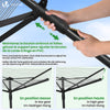 VOUNOT 50m Rotary Washing Line 4 Arm Clothes Airer with Cover and Spike, Black
