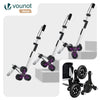 VOUNOT Folding Shopping Trolley on 6 Wheels, Aluminium Lightweight Shopping Cart with Insulated Cooling Bag, 58L, Black