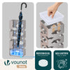 VOUNOT Metal Umbrella Stand, Freestanding Holder with Drip Tray & 4 Hooks, Hexagon Pattern, Beige