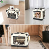 VOUNOT Pet Carrier Bag Portable Foldable Dog Cat Travel Carrier Bag, 3 Entry Doors, Breathable Mesh and Padded Handles, S Beige - VOUNOTUK