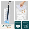 VOUNOT Metal Umbrella Stand, Freestanding Holder with Drip Tray & 4 Hooks, Diagonal Pattern, White