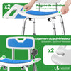 VOUNOT Adjustable Shower Stool w/Backrest Bath Seat Max Load 136 kg, Blue