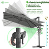 VOUNOT 3x3m Cantilever Parasol 360° Rotation & Tilt Garden Umbrella, Grey