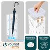 VOUNOT Metal Umbrella Stand, Freestanding Holder with Drip Tray & 4 Hooks, White