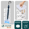VOUNOT Metal Umbrella Stand, Freestanding Holder with Drip Tray & 4 Hooks, Hexagon Pattern, White