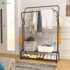 VOUNOT Clothes Rack with Shoe Shelves & Hooks Metal Wardrobe 110x35x146cm, Black
