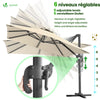 VOUNOT 3x3m Cantilever Parasol 360° Rotation & Tilt Garden Umbrella, Beige