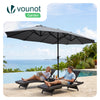 VOUNOT Double Garden Parasol with Hand Crank with Cover, 4.6m Grey