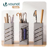 VOUNOT Metal Umbrella Stand, Freestanding Holder with Drip Tray & 4 Hooks, Diagonal Pattern, Beige