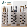 VOUNOT Metal Umbrella Stand, Freestanding Holder with Drip Tray & 4 Hooks, Hexagon Pattern, Beige