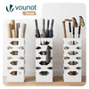 VOUNOT Metal Umbrella Stand, Freestanding Holder with Drip Tray & 4 Hooks, Hexagon Pattern, White