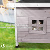VOUNOT Cat House with Kennel Door Wooden Shelter Outdoor 57x45x43cm, Grey