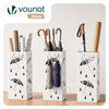 VOUNOT Metal Umbrella Stand, Freestanding Holder with Drip Tray & 4 Hooks, White