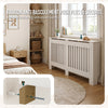 VOUNOT Radiator Cover Cabinet with Vertical Slats, White, 152x19x82cm