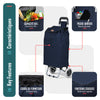 VOUNOT 59L Lightweight Shopping Trolley with 2 Wheels Grocery Cart, Navy Blue