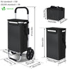 VOUNOT Folding Shopping Trolley with Cool Bag, 2 Mudguard wheels 57L Black