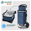 VOUNOT Folding Shopping Trolley with Cool Bag, 2 Mudguard wheels 57L Navy Blue